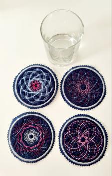 ITH Stickdatei Untersetzer und Glasabdeckung Spiro